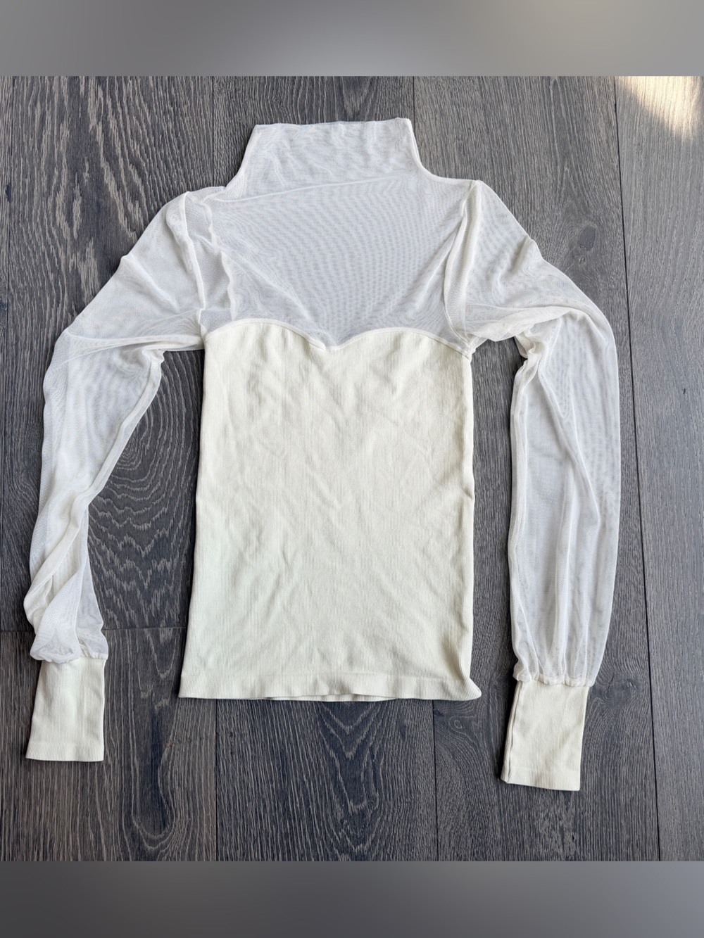 Intimately Free People Light Up Layering Seamless Mesh High Neck Top in Cream - Picture 5 of 5